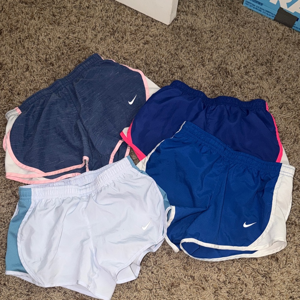 Nike Girls' Blue, Navy & Pink Athletic Shorts Set - 4 Pack